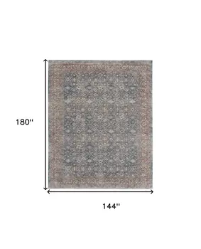 12' X 15' Blue And Red Floral Power Loom Stain Resistant Area Rug