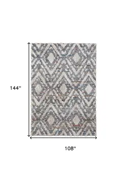 9' X 12' Ivory Gray And Taupe Geometric Power Loom Stain Resistant Area Rug