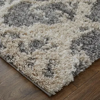 8' X 10' Gray and Ivory Abstract Power Loom Area Rug