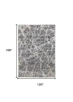 10' X 14' Gray And Ivory Abstract Power Loom Stain Resistant Area Rug