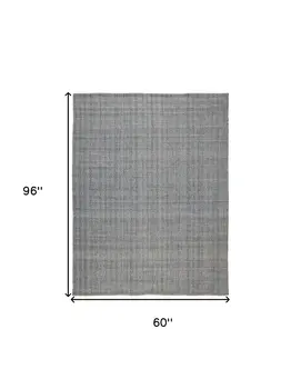 5' X 8' Gray Ivory And Blue Hand Woven Area Rug