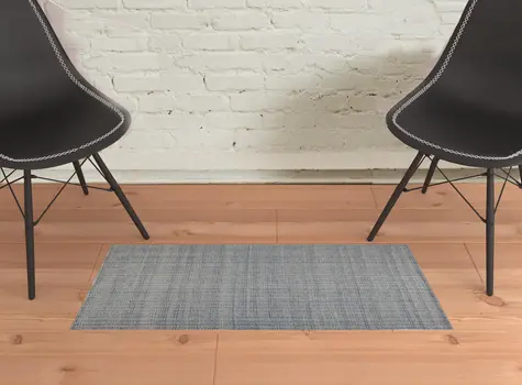 2' X 3' Gray Ivory And Blue Hand Woven Area Rug