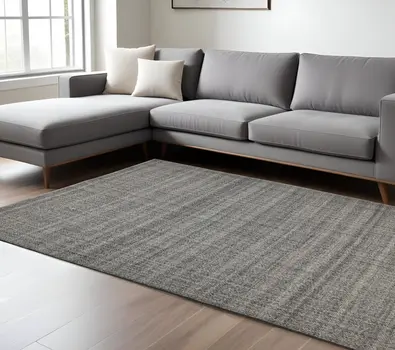 8' X 10' Gray And Ivory Hand Woven Area Rug