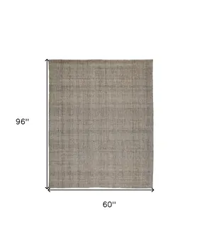 5' X 8' Ivory Tan And Gray Hand Woven Area Rug
