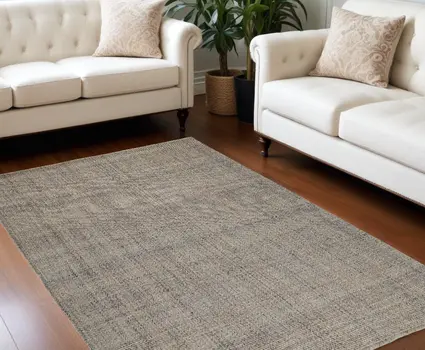 9' X 12' Beige and Gray Hand Woven Area Rug