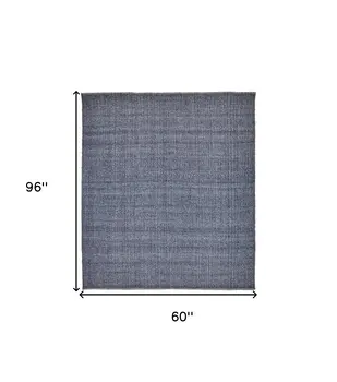 5' X 8' Blue Hand Woven Area Rug