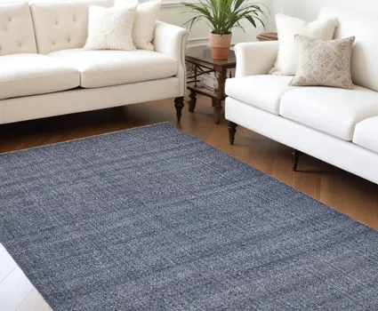 9' X 12' Blue Hand Woven Area Rug