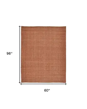 5' X 8' Orange Hand Woven Area Rug