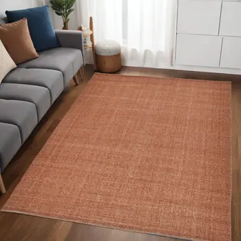 5' X 8' Orange Hand Woven Area Rug