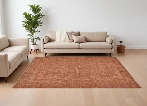 9' X 12' Orange Hand Woven Area Rug