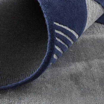 4' X 6' Blue and Silver Wool Geometric Hand Tufted Area Rug