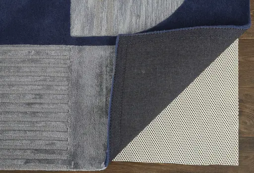 9' X 12' Blue And Silver Wool Geometric Tufted Handmade Area Rug