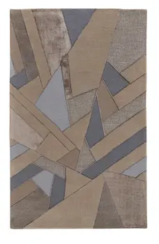 8' X 10' Tan Brown And Blue Wool Geometric Tufted Handmade Area Rug