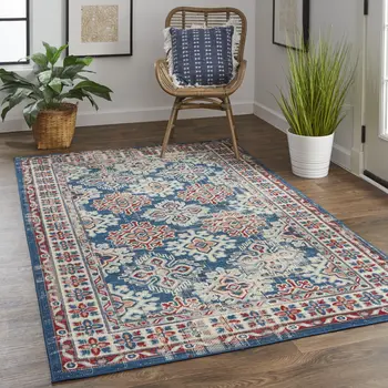 13' X 15' Abstract Power Loom Distressed Area Rug