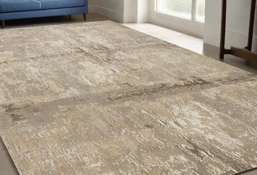 5' X 8' Tan Ivory And Brown Abstract Area Rug