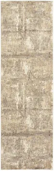 8' Brown and Ivory Abstract Distressed Runner Rug