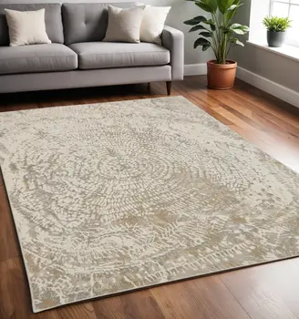 5' X 8' Gray and Ivory Abstract Non Skid Area Rug