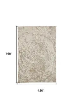 10' X 14' Ivory Tan And Gray Abstract Area Rug