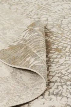 8' Gray and Ivory Abstract Non Skid Round Rug