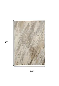 5' X 8' Brown and Ivory Abstract Non Skid Area Rug