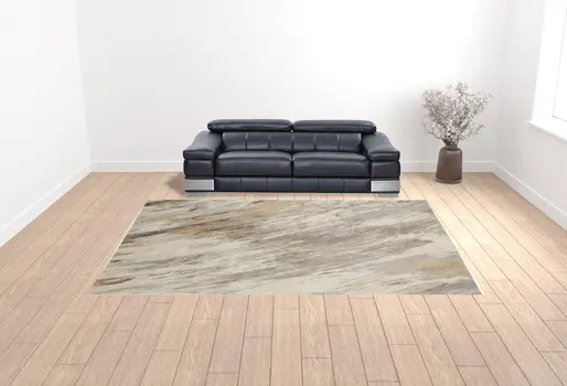 10' X 14' Ivory Tan And Brown Abstract Area Rug