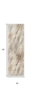 8' Brown and Ivory Abstract Distressed Runner Rug