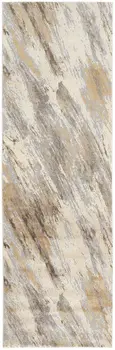 8' Brown and Ivory Abstract Distressed Runner Rug