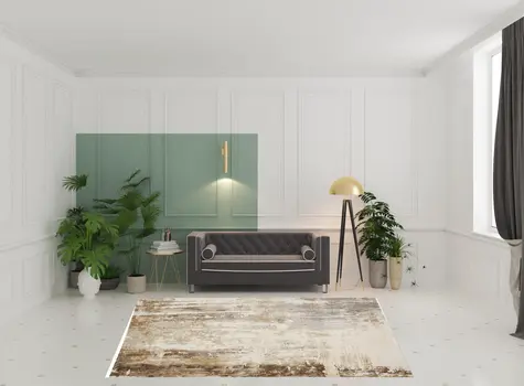 8' X 10' Tan Ivory And Gray Abstract Area Rug