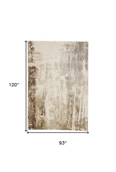 8' X 10' Tan Ivory And Gray Abstract Area Rug