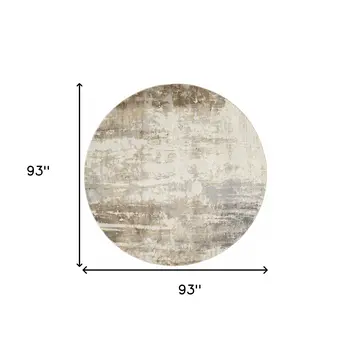 8' Tan Ivory And Gray Round Abstract Area Rug