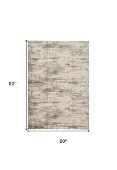 5' X 8' Ivory And Brown Abstract Area Rug