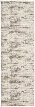 8' Brown and Ivory Abstract Distressed Runner Rug