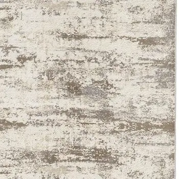 8' Brown and Ivory Abstract Distressed Runner Rug