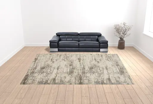 12' X 15' Ivory And Brown Abstract Area Rug