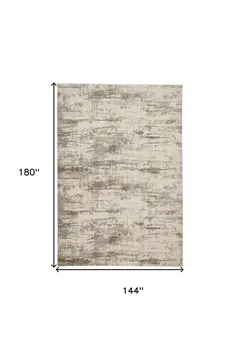 12' X 15' Ivory And Brown Abstract Area Rug