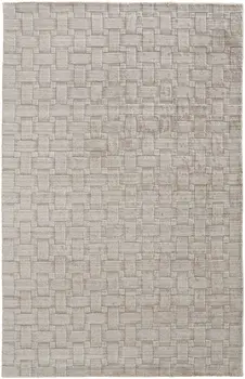 5' X 8' Ivory Striped Hand Woven Area Rug