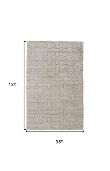 8' X 10' Ivory Striped Hand Woven Area Rug