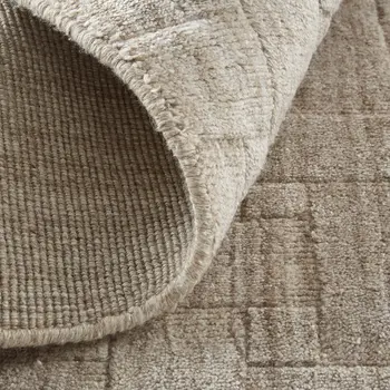 8' X 10' Ivory Striped Hand Woven Area Rug