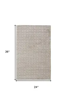 2' X 3' Ivory Striped Hand Woven Area Rug