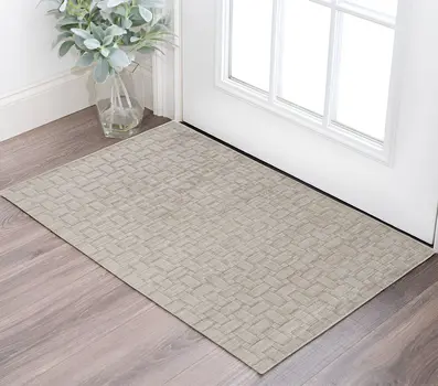 2' X 3' Ivory Striped Hand Woven Area Rug