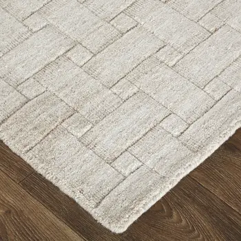 2' X 3' Ivory Striped Hand Woven Area Rug