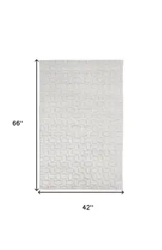 4' X 6' Silver and White Striped Hand Woven Area Rug