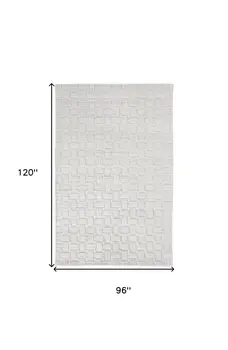 8' X 10' Silver and White Striped Hand Woven Area Rug
