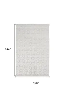 9' X 12' White And Silver Striped Hand Woven Area Rug