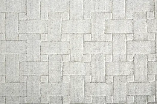 9' X 12' White And Silver Striped Hand Woven Area Rug