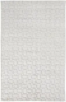 10' X 14' White And Silver Striped Hand Woven Area Rug