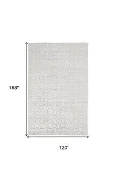 10' X 14' White And Silver Striped Hand Woven Area Rug
