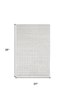 2' X 3' Silver and White Striped Hand Woven Area Rug