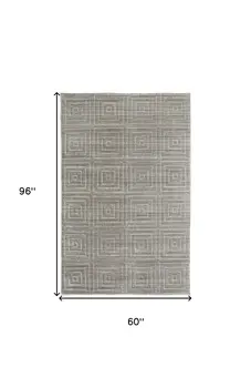 5' X 8' Gray And Silver Striped Hand Woven Area Rug