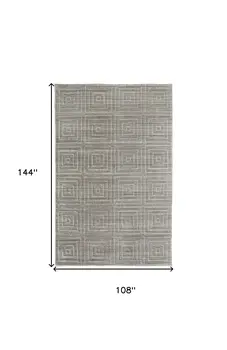 9' X 12' Gray And Silver Striped Hand Woven Area Rug